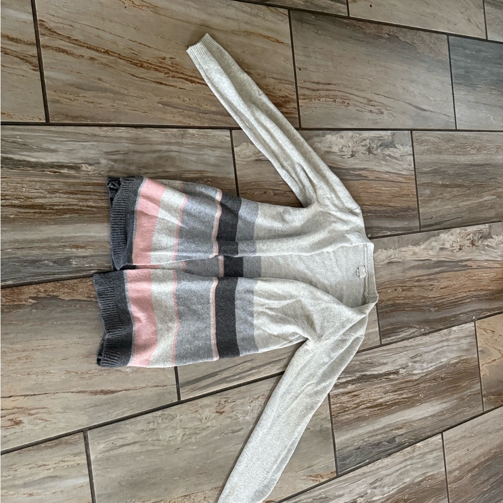 a new day Women's Gray and Pink Striped Cardigan
